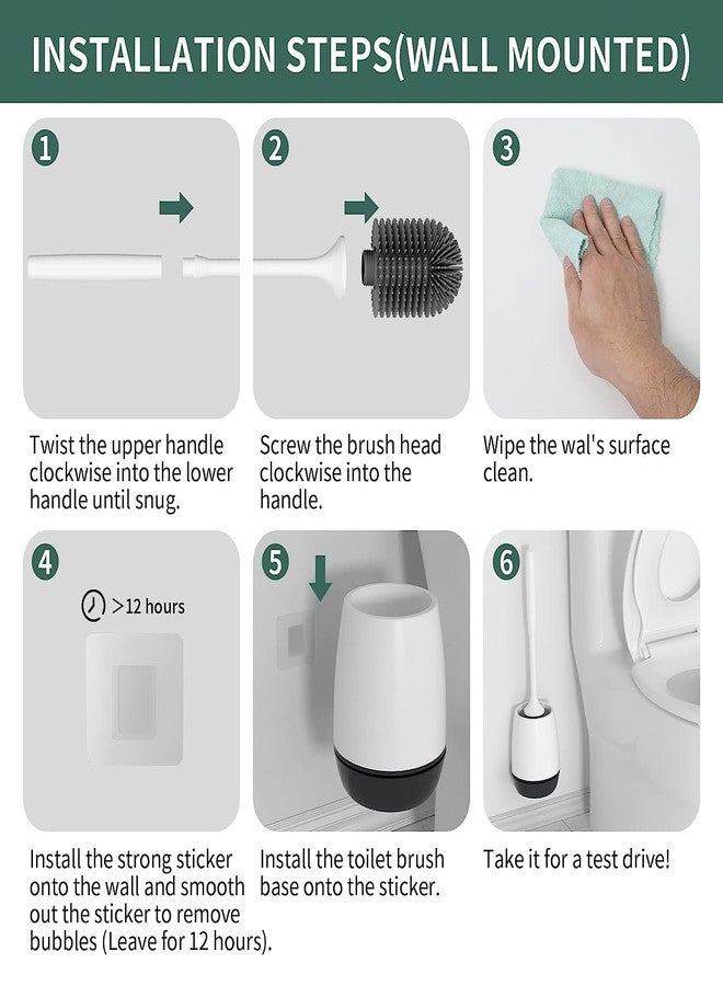 TONSYL 2 Pack Silicone Toilet Brush,Homemod Toilet Bowl Brush and Holder Set with Ventilated Holder,Toilet Cleaner Brush for Bathroom,Floor Standing & Wall Mounted Toilet Scrubber Without Drilling - Image 3